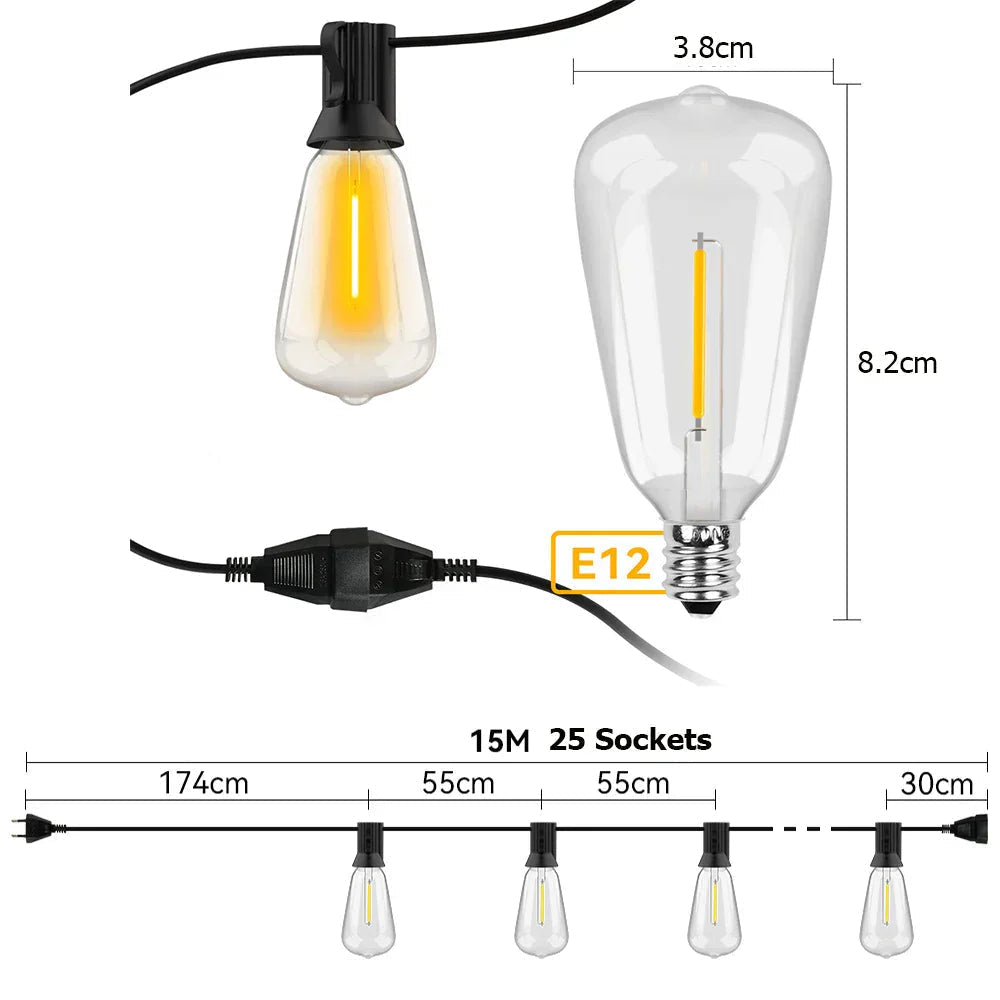 Vejrbestandig LED-lyskæde til have og terrasse