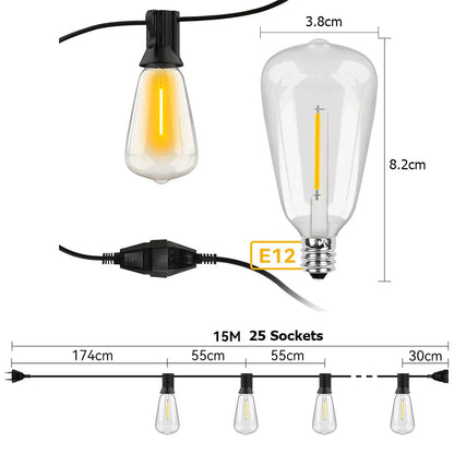 Vejrbestandig LED-lyskæde til have og terrasse