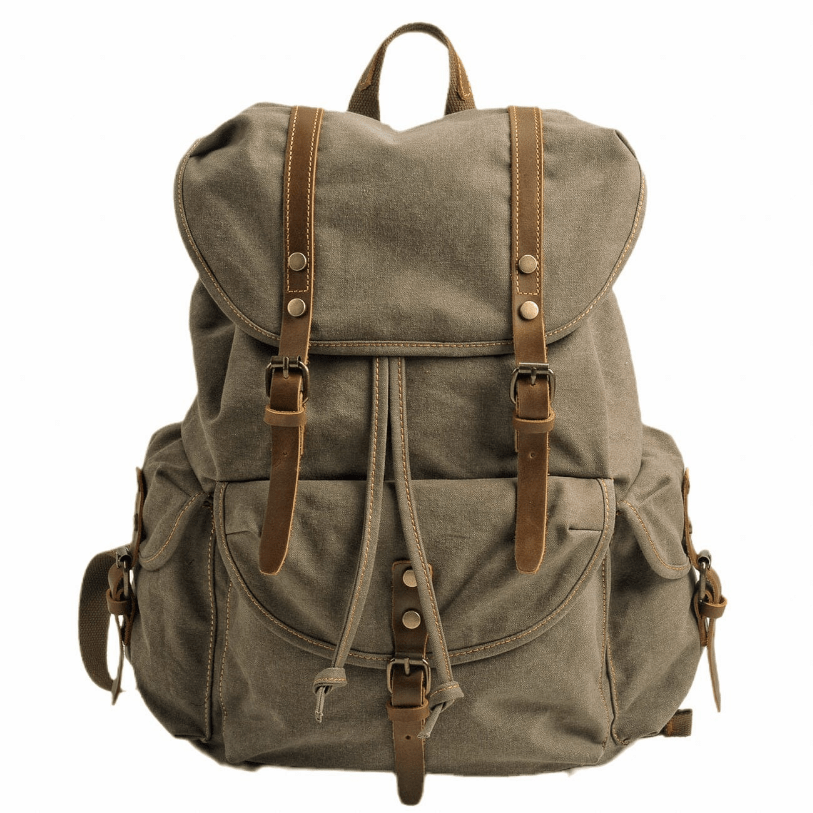 WessPack Militær Canvas Rygsæk Robust Rejserygsæk til Outdoor og Hverdag