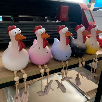 Whimsy Hanehavestatue med Store Øjne og Vejrbestandigt Design