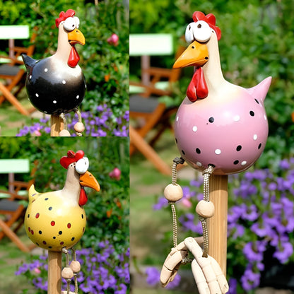 Whimsy Hanehavestatue med Store Øjne og Vejrbestandigt Design