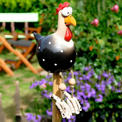 Whimsy Hanehavestatue med Store Øjne og Vejrbestandigt Design