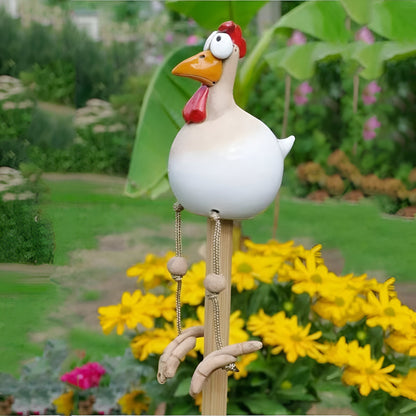 Whimsy Hanehavestatue med Store Øjne og Vejrbestandigt Design