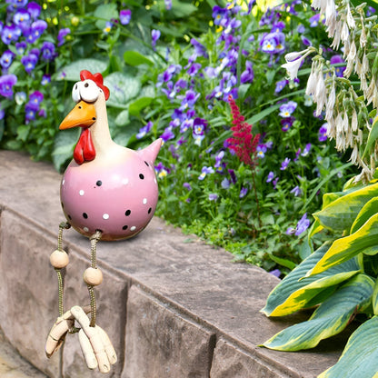 Whimsy Hanehavestatue med Store Øjne og Vejrbestandigt Design
