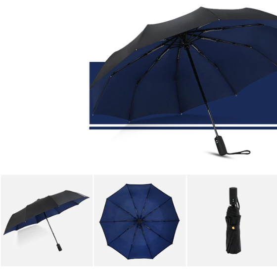 Vindafvisende Stormparaply – Kompakt, Let og Automatisk Rejseparaply