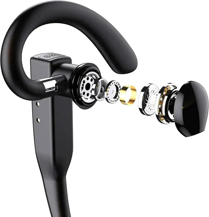 Trådløst Bluetooth Headset med Dobbelt Mikrofon, Støjreduktion og Lang Batteritid