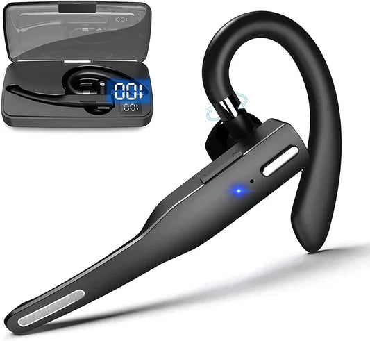 Trådløst Bluetooth Headset med Dobbelt Mikrofon, Støjreduktion og Lang Batteritid