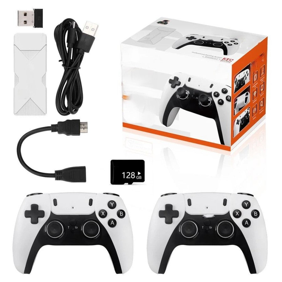 Trådløs retrospilkonsol med 4K HDMI og 2 trådløse controllere
