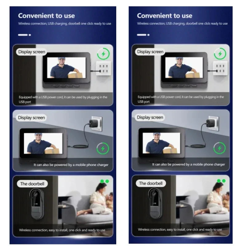Trådløs Videodørklokke med Intercom og 4,3" Skærm