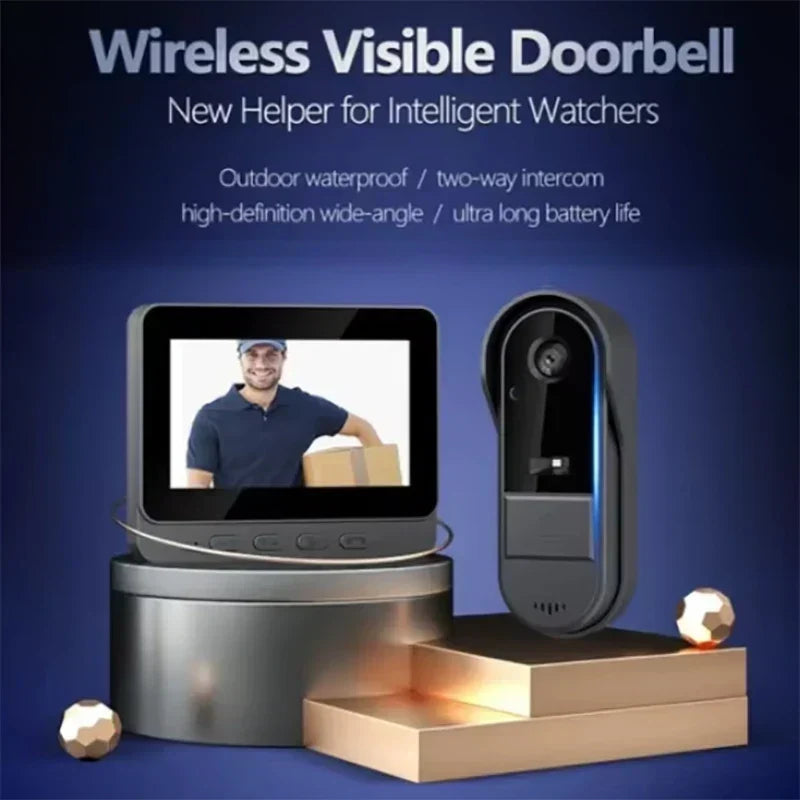 Trådløs Videodørklokke med Intercom og 4,3" Skærm