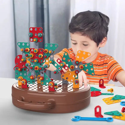 WonderBuild Montessori Byggesæt med Legetøjsboremaskine og STEM Leg