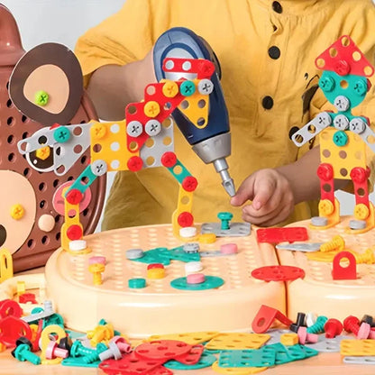 WonderBuild Montessori Byggesæt med Legetøjsboremaskine og STEM Leg