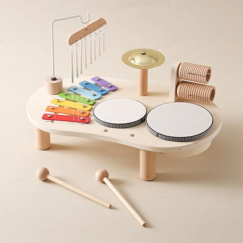 Musikstation i Træ med Flere Instrumenter til Børn