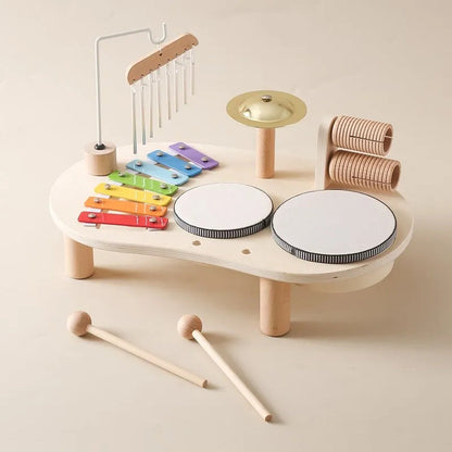Musikstation i Træ med Flere Instrumenter til Børn
