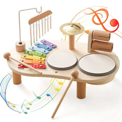 Musikstation i Træ med Flere Instrumenter til Børn
